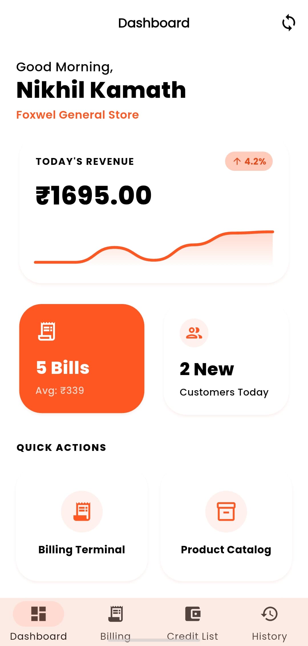 Foxwel Vyaapar Home Dashboard